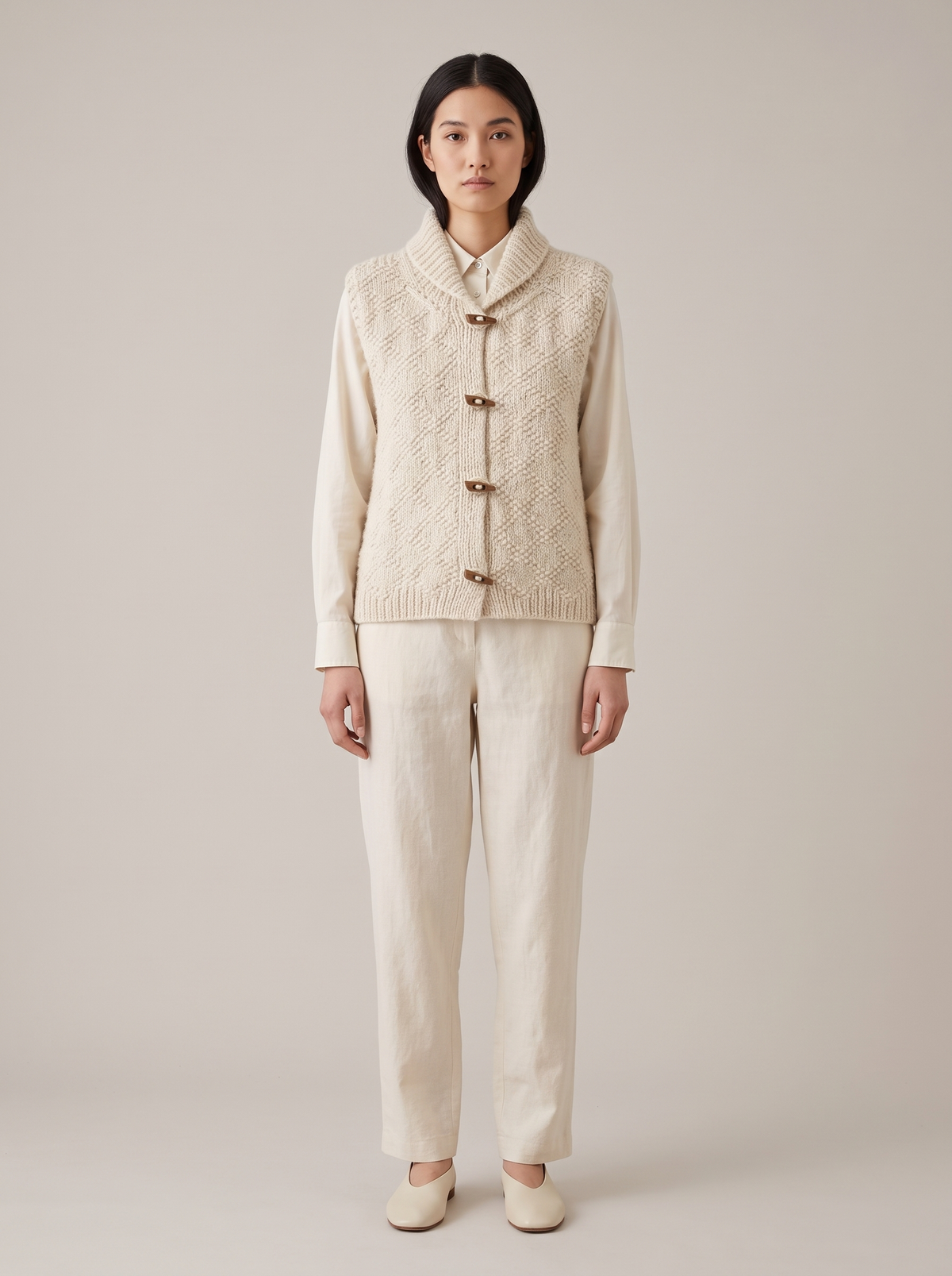 Lottie | Textured Knit Vest With Toggle Closures