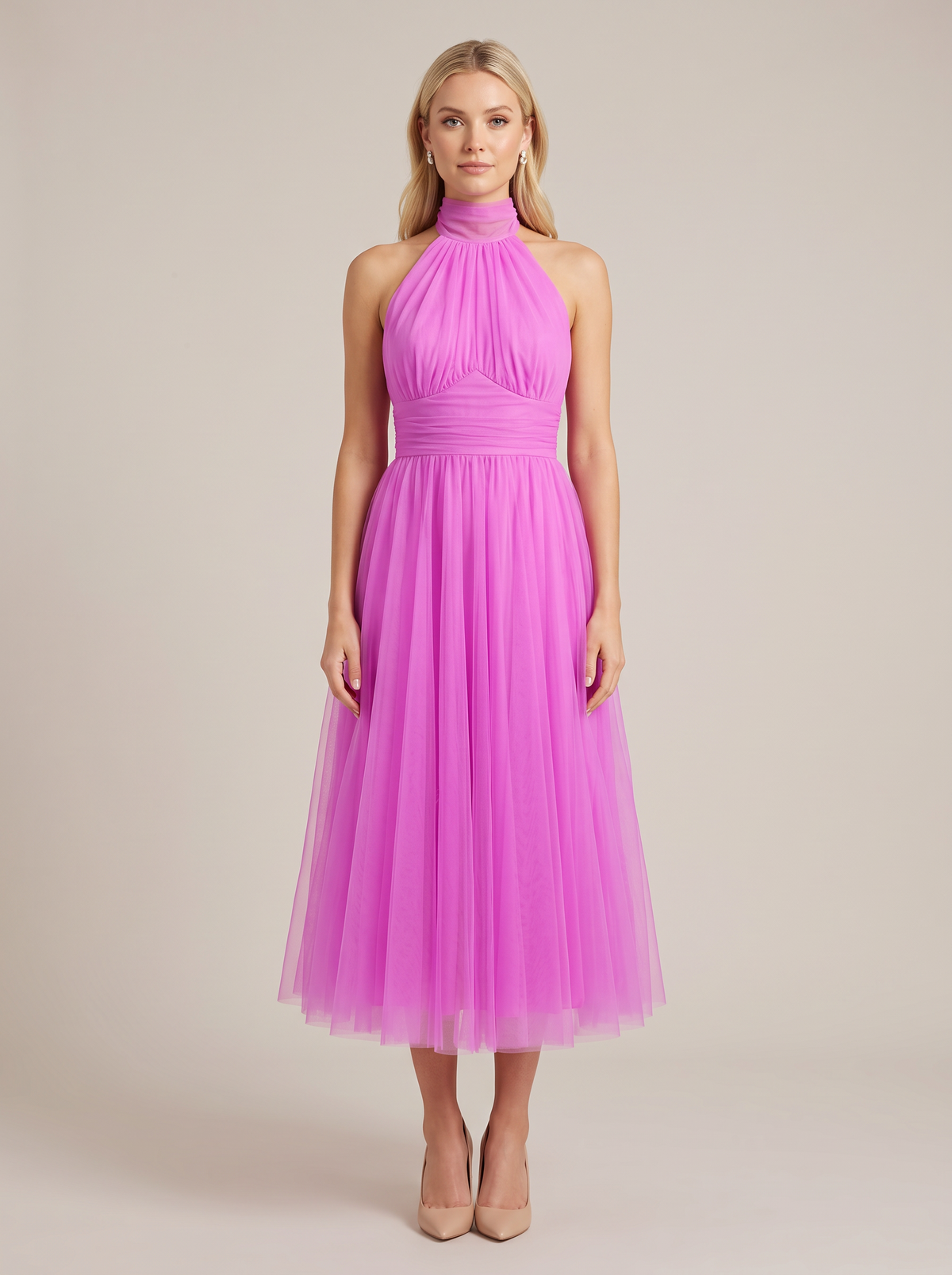 Scarlett | Tulle Halter A-Line Midi Dress