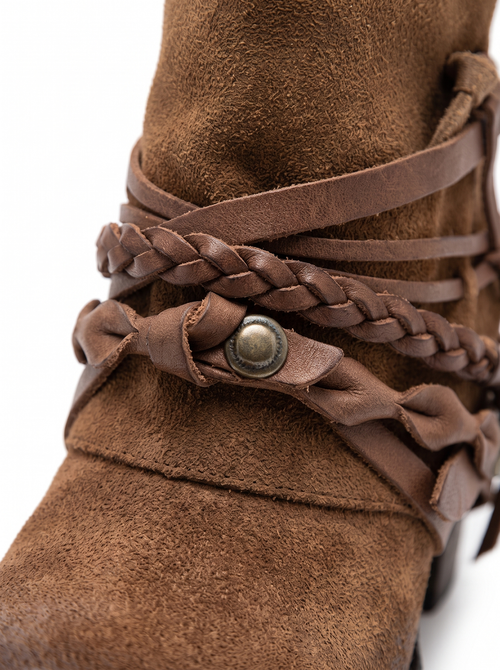 Shirley | Suede Ankle Boots With Braided Straps