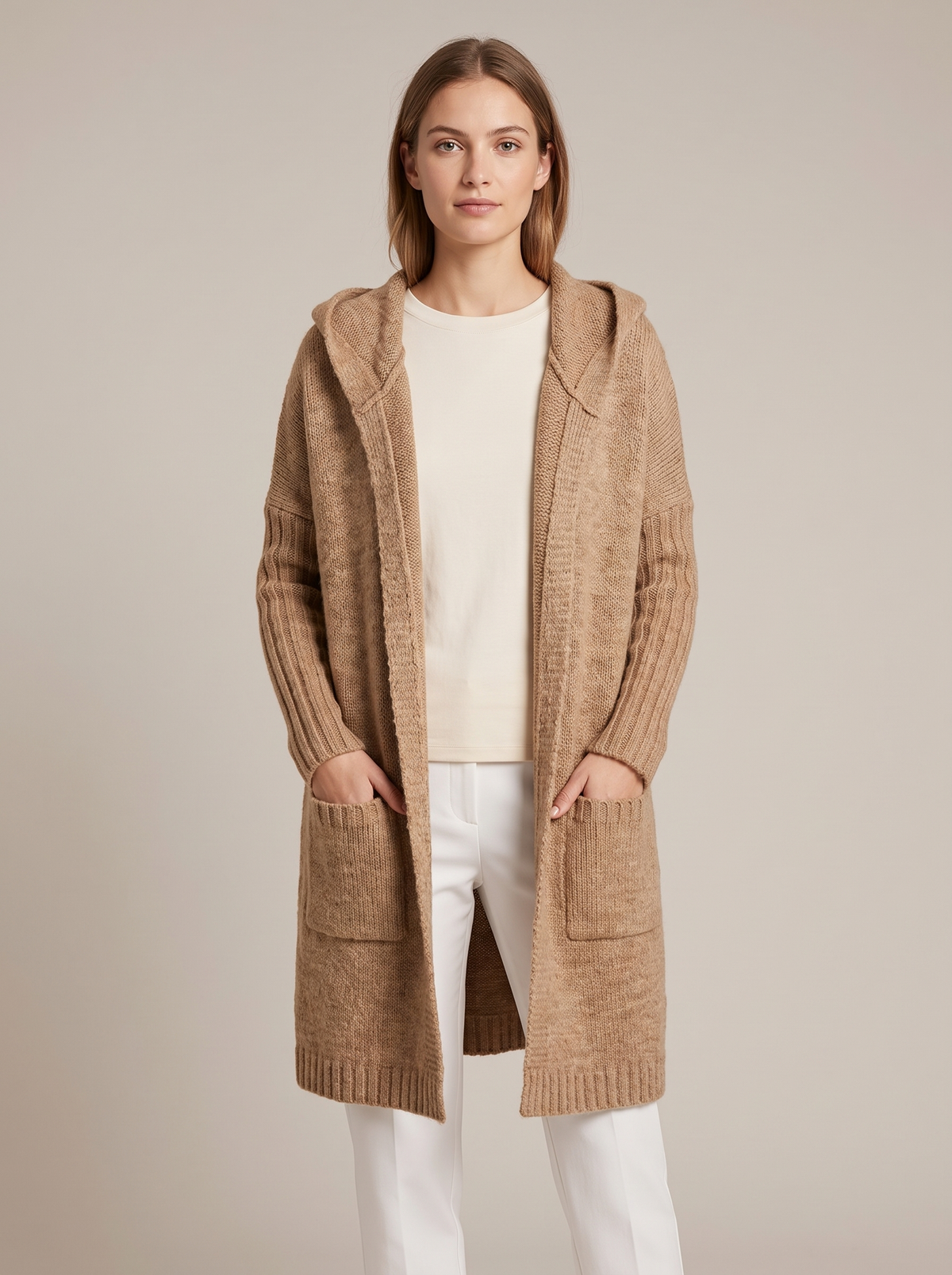 Jacqueline | Longline Hooded Knit Cardigan