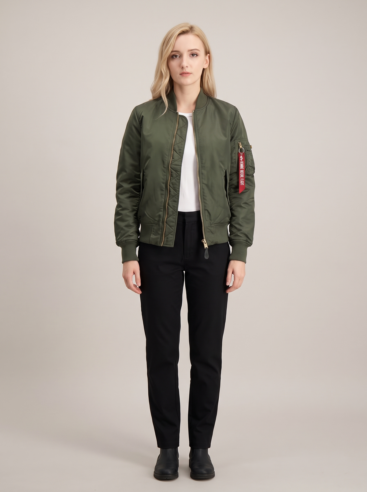 Gina | Nylon Bomber Jacket With Ribbed Cuffs