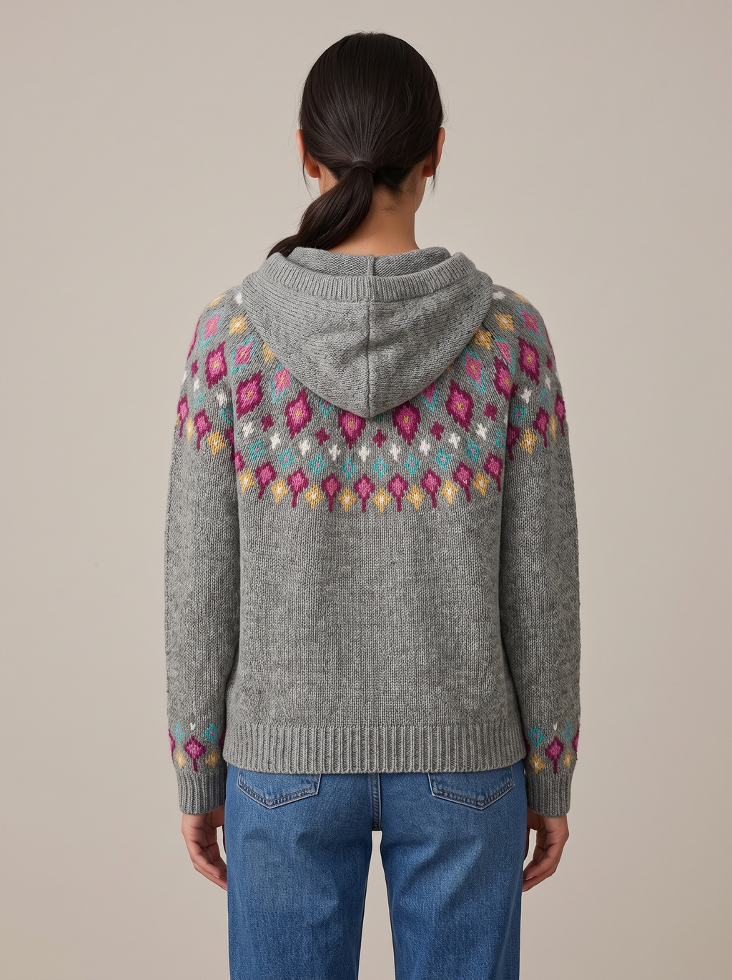 Yvette | Fair Isle Knit Hoodie Sweater