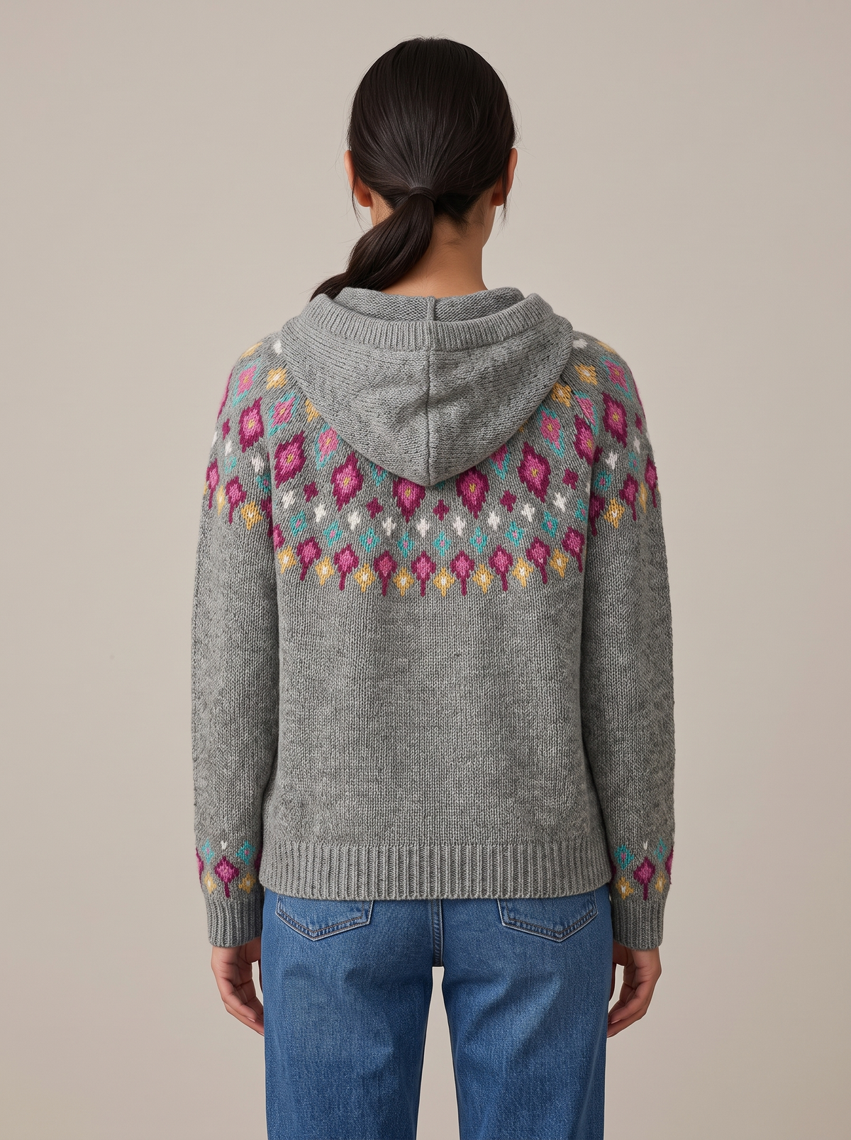 Yvette | Fair Isle Knit Hoodie Sweater