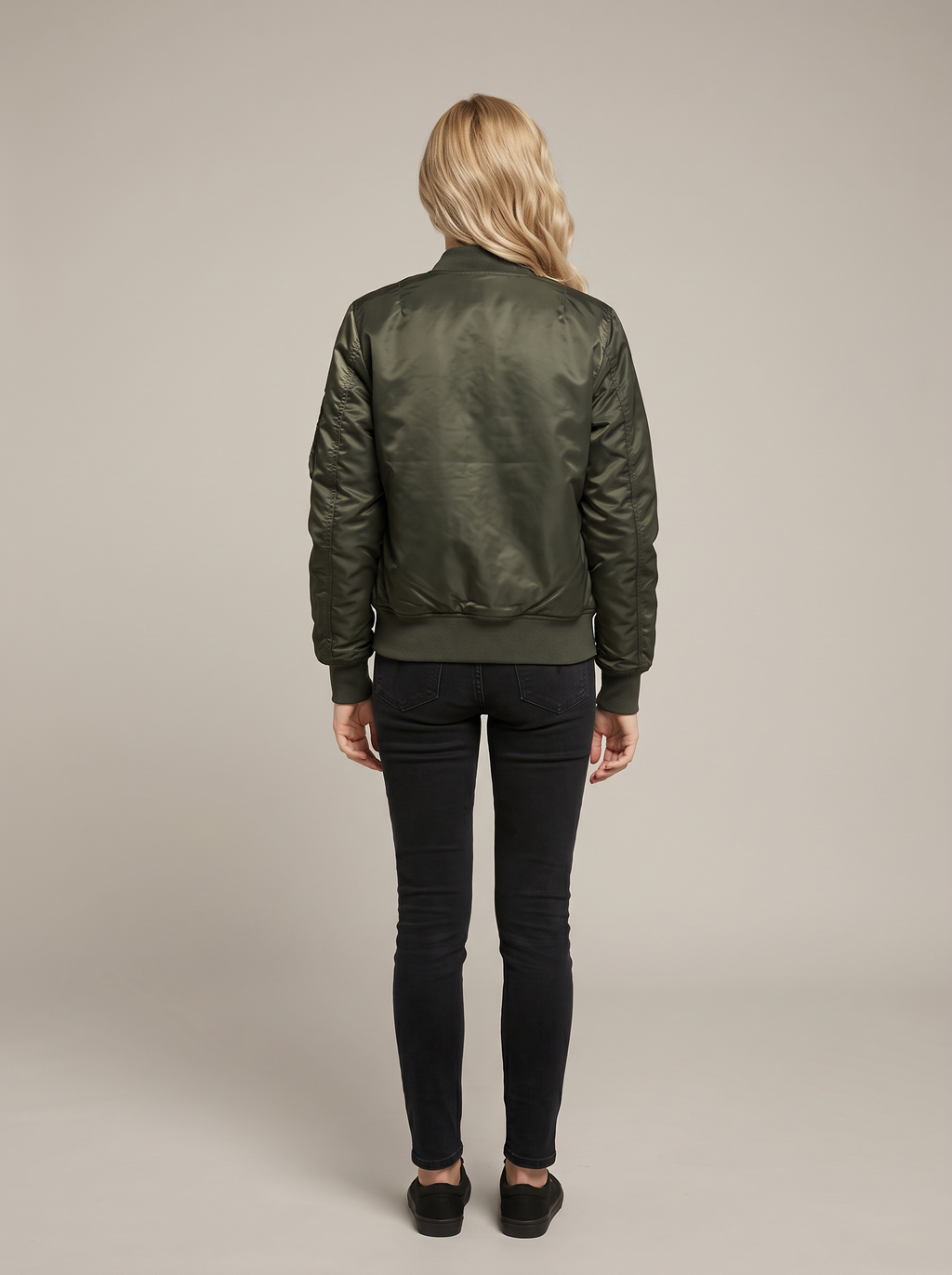 Gina | Nylon Bomber Jacket With Ribbed Cuffs