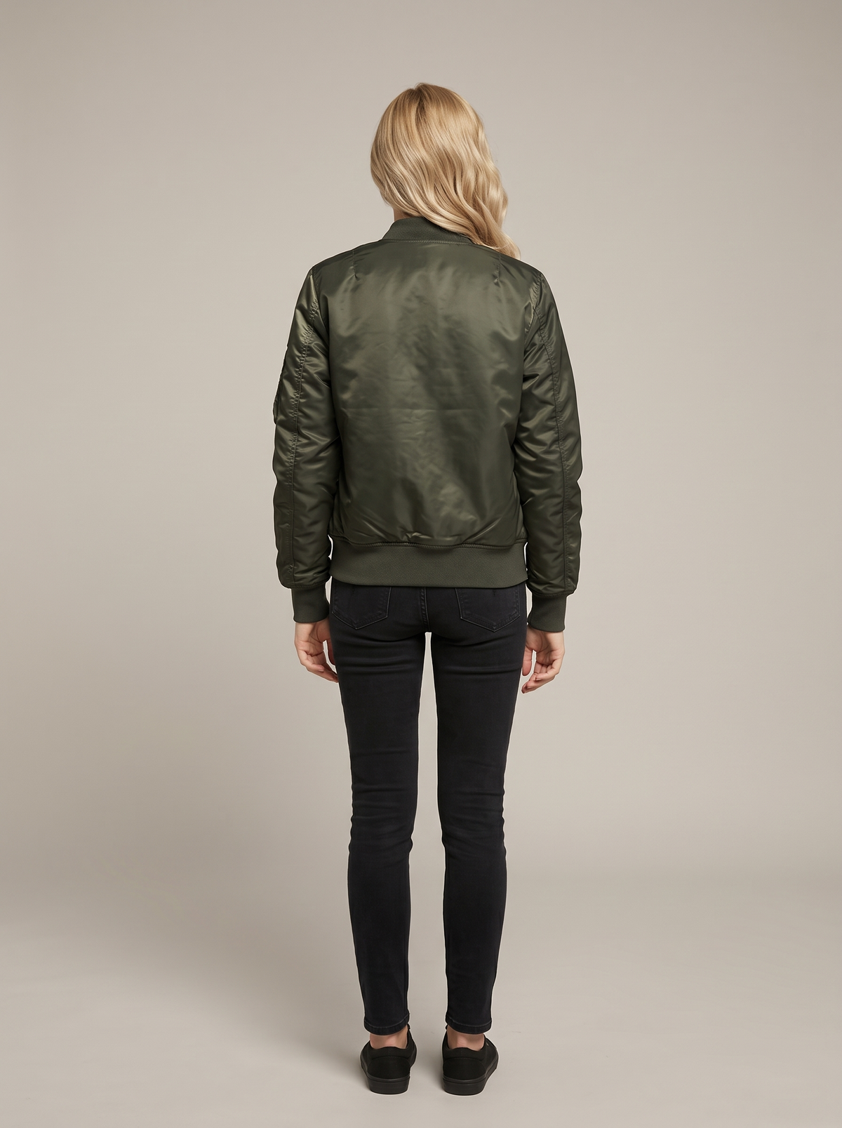 Gina | Nylon Bomber Jacket With Ribbed Cuffs