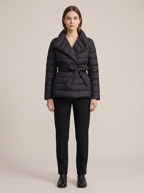 Annika | Belted Down Jacket With Wide Collar