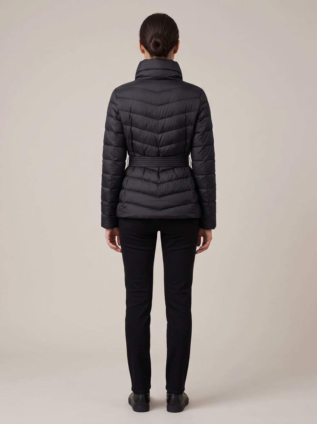Annika | Belted Down Jacket With Wide Collar
