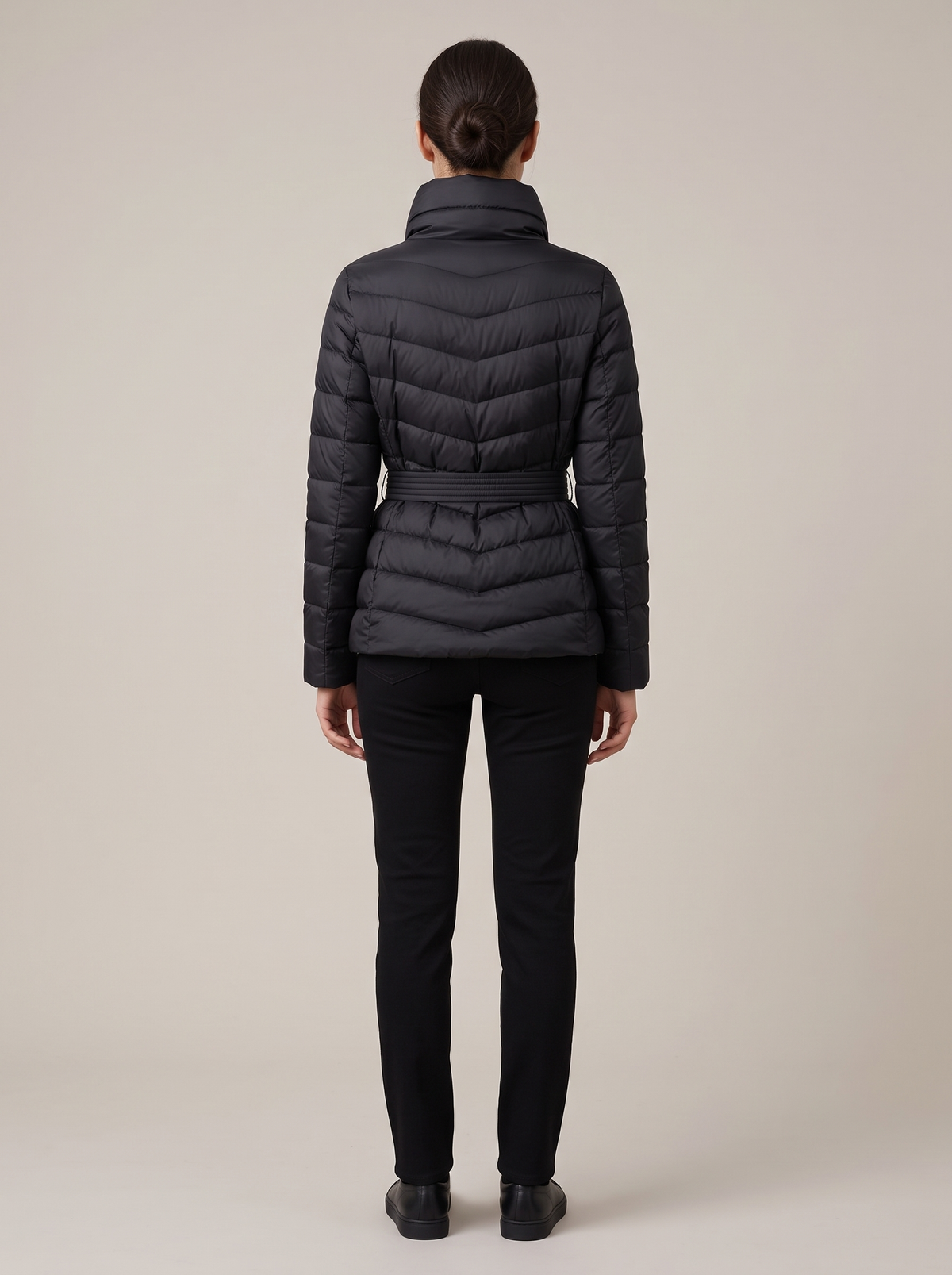 Annika | Belted Down Jacket With Wide Collar
