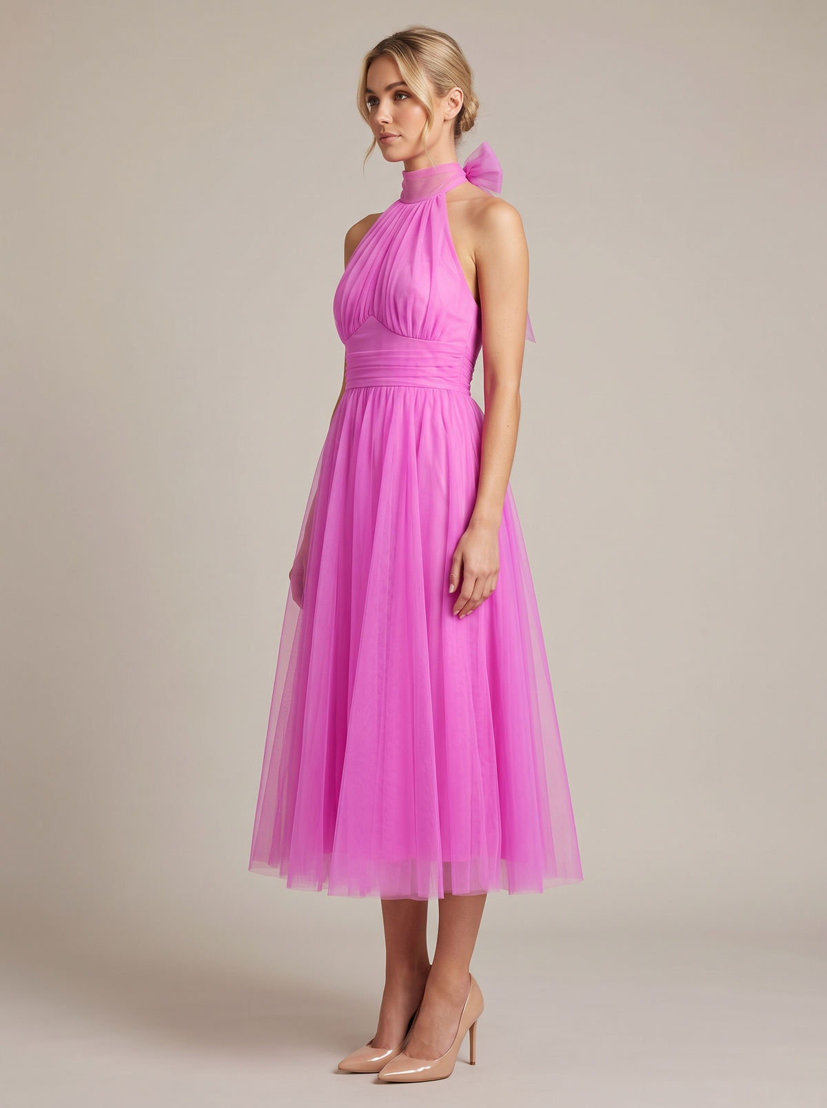 Scarlett | Tulle Halter A-Line Midi Dress