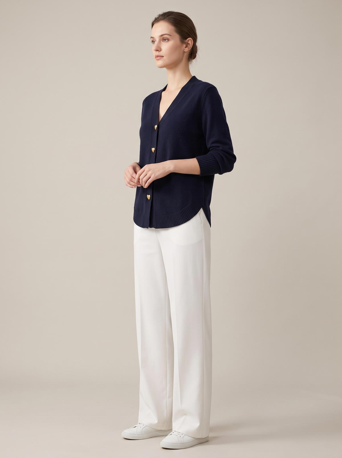 Holly | V-Neck Cardigan With Heart Buttons