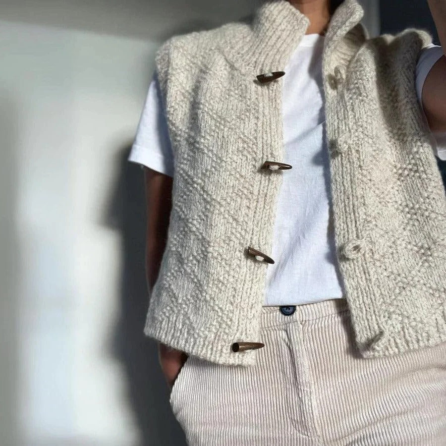 Lottie | Textured Knit Vest With Toggle Closures