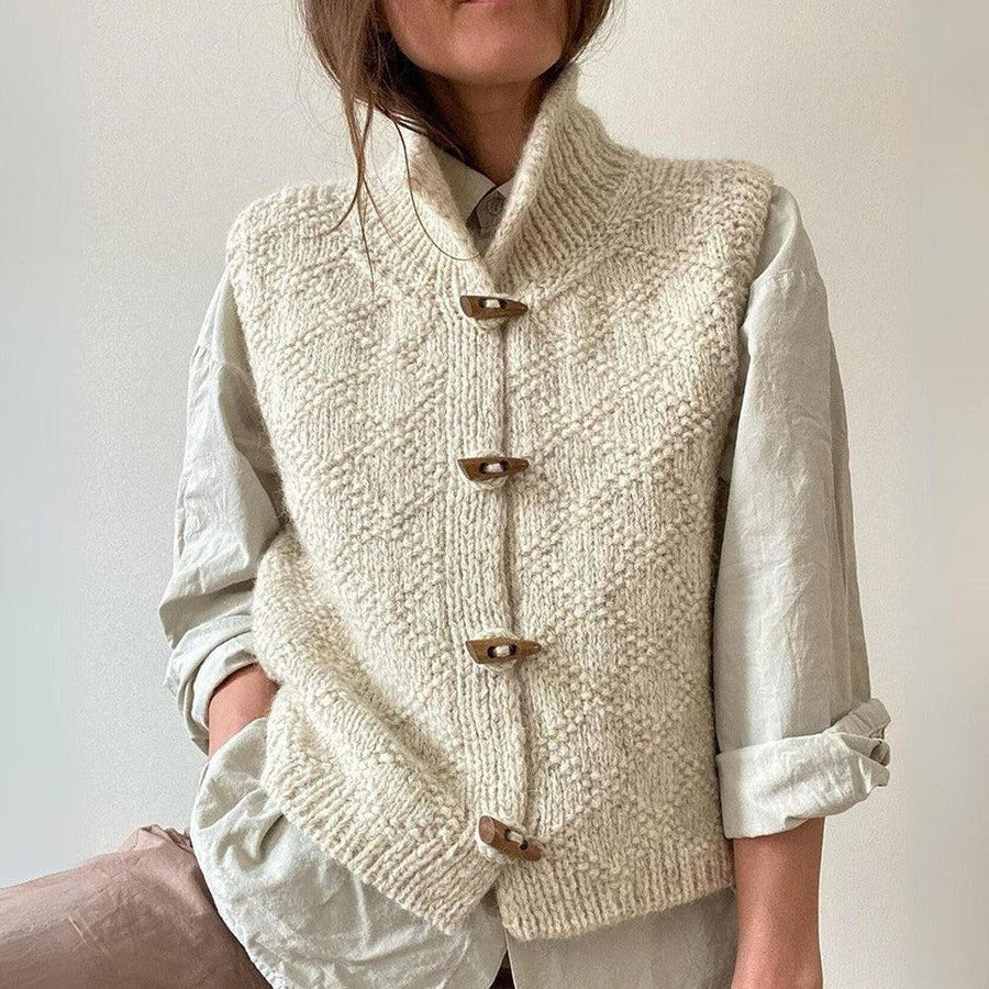 Lottie | Textured Knit Vest With Toggle Closures