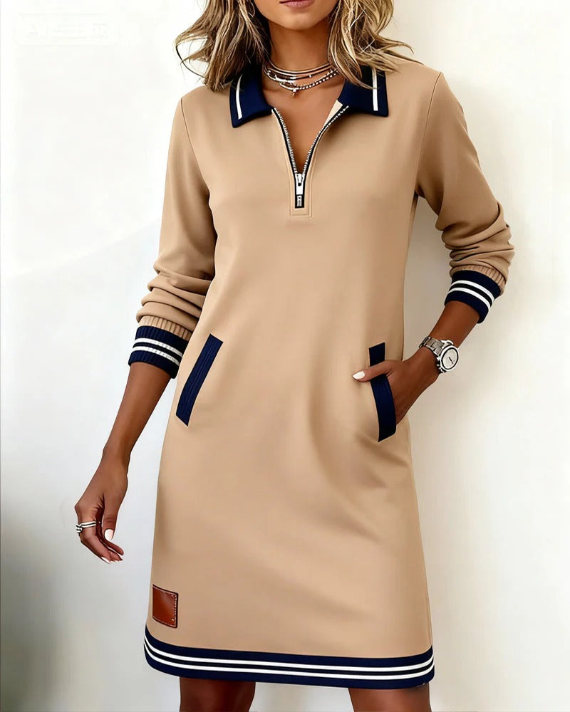 Beth | Sporty Zip-Collar Dress With Pockets