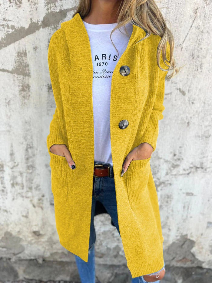 Jean | Longline Hooded Cardigan With Buttons