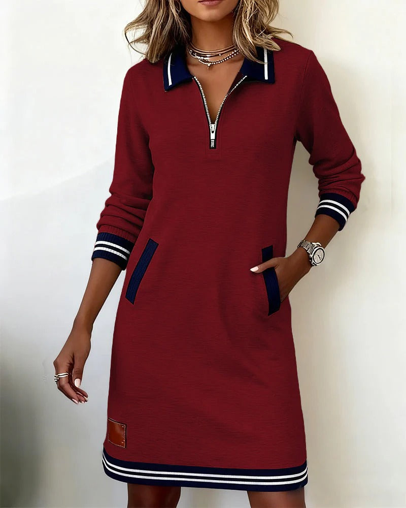 Beth | Sporty Zip-Collar Dress With Pockets