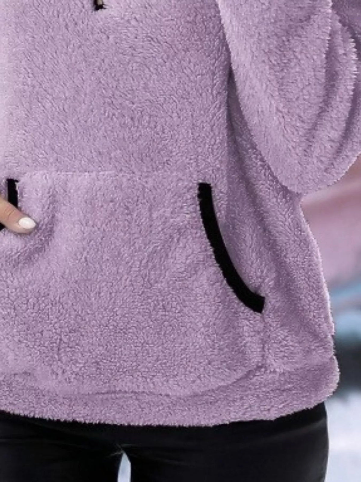 Loretta | Fuzzy Half-Zip Sweater With Kangaroo Pocket