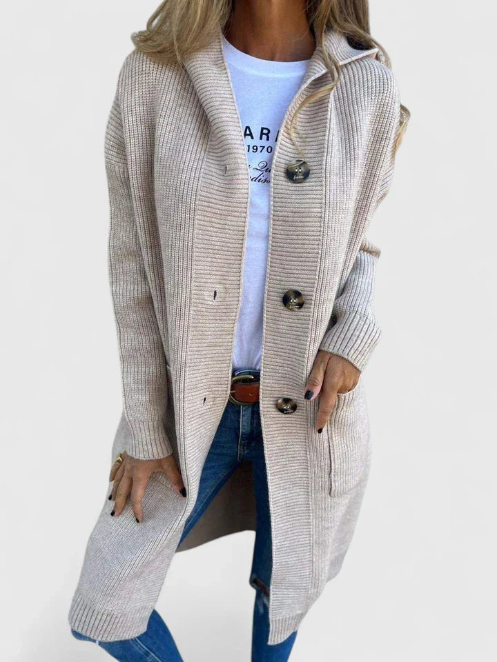 Aileen | Longline Button Cardigan With Deep Pockets