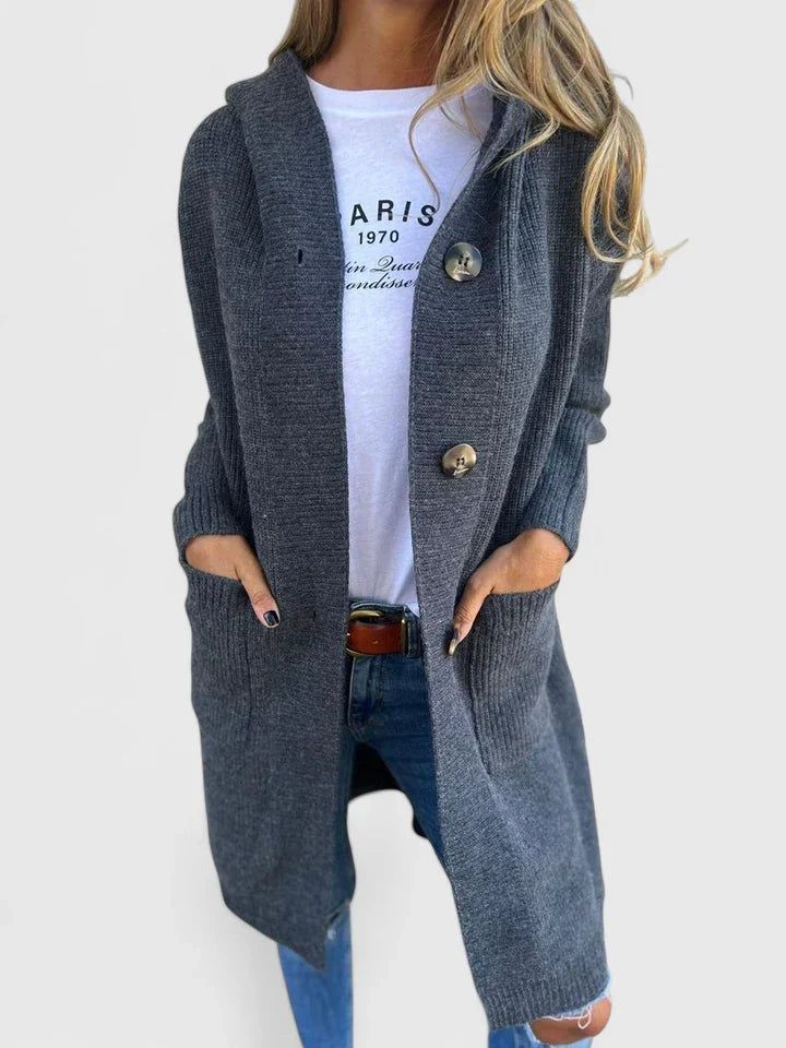 Aileen | Longline Button Cardigan With Deep Pockets