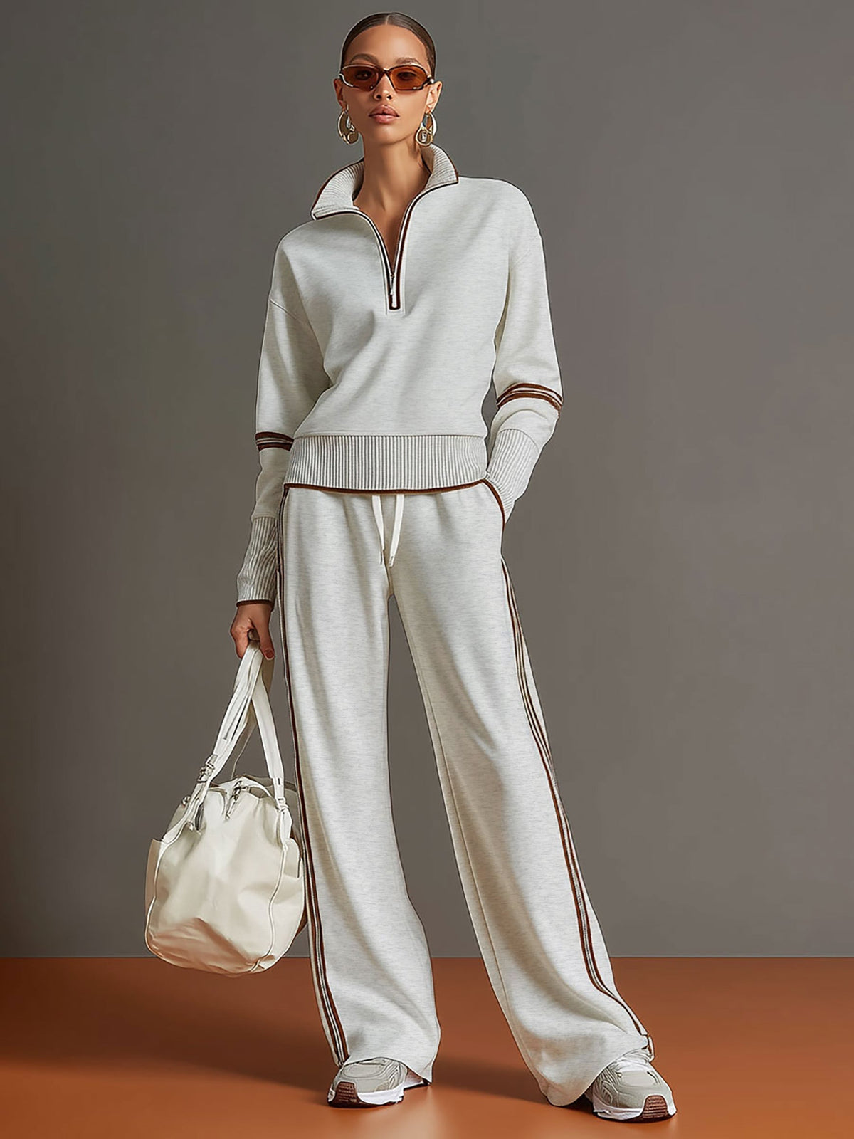 Alma | Half-Zip Top And Wide-Leg Pants Set