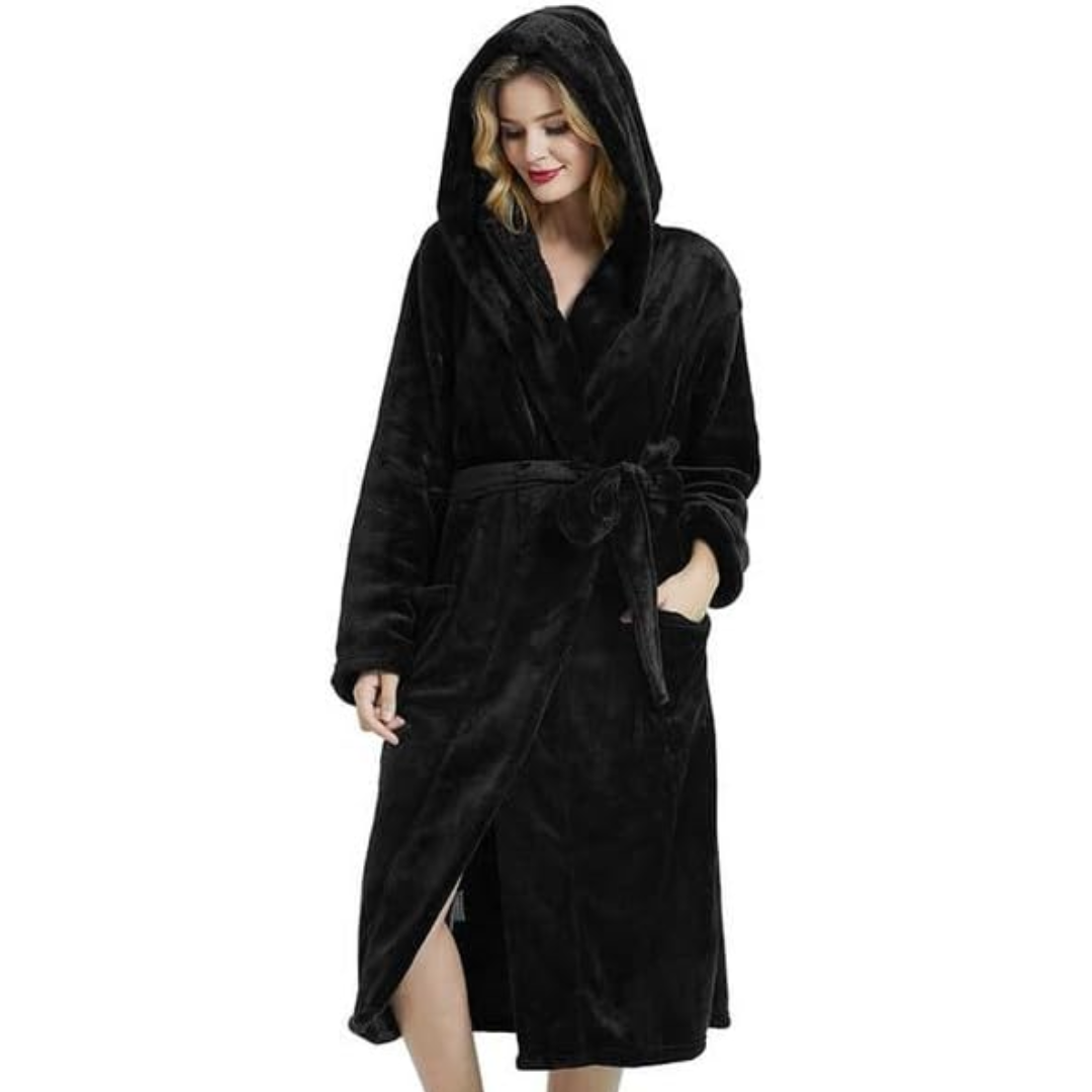 Evelyn | Hooded Fleece Robe With Pockets