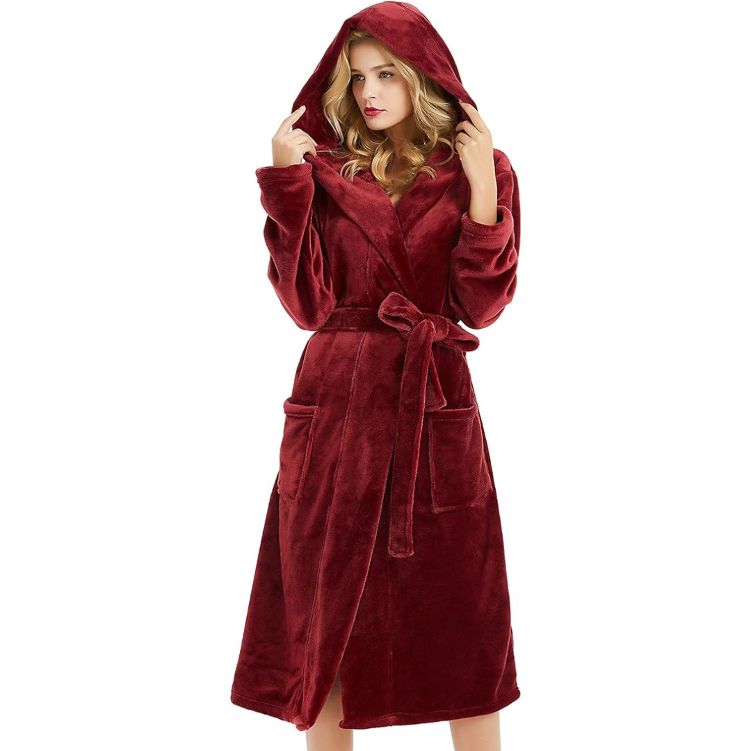 Evelyn | Hooded Fleece Robe With Pockets
