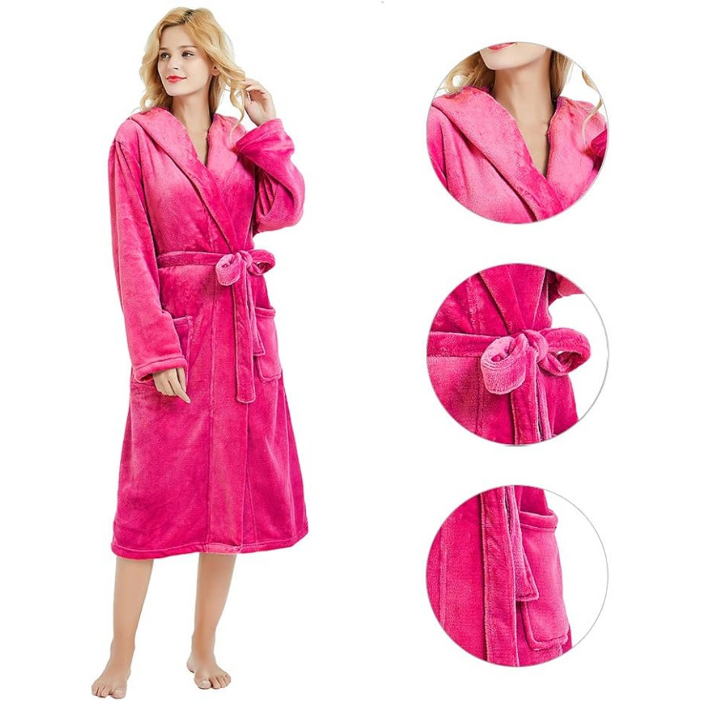 Evelyn | Hooded Fleece Robe With Pockets