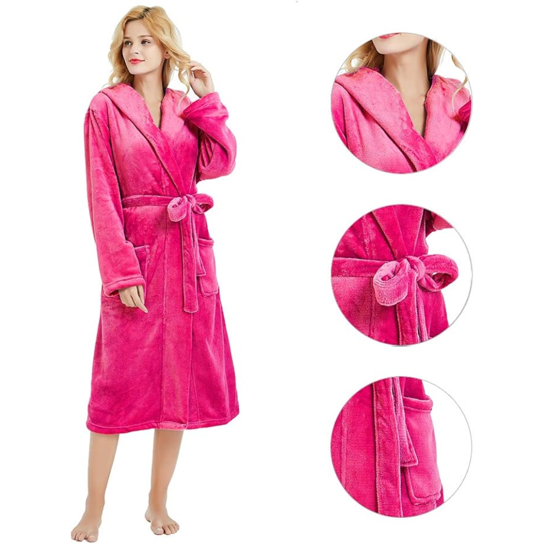 Evelyn | Hooded Fleece Robe With Pockets