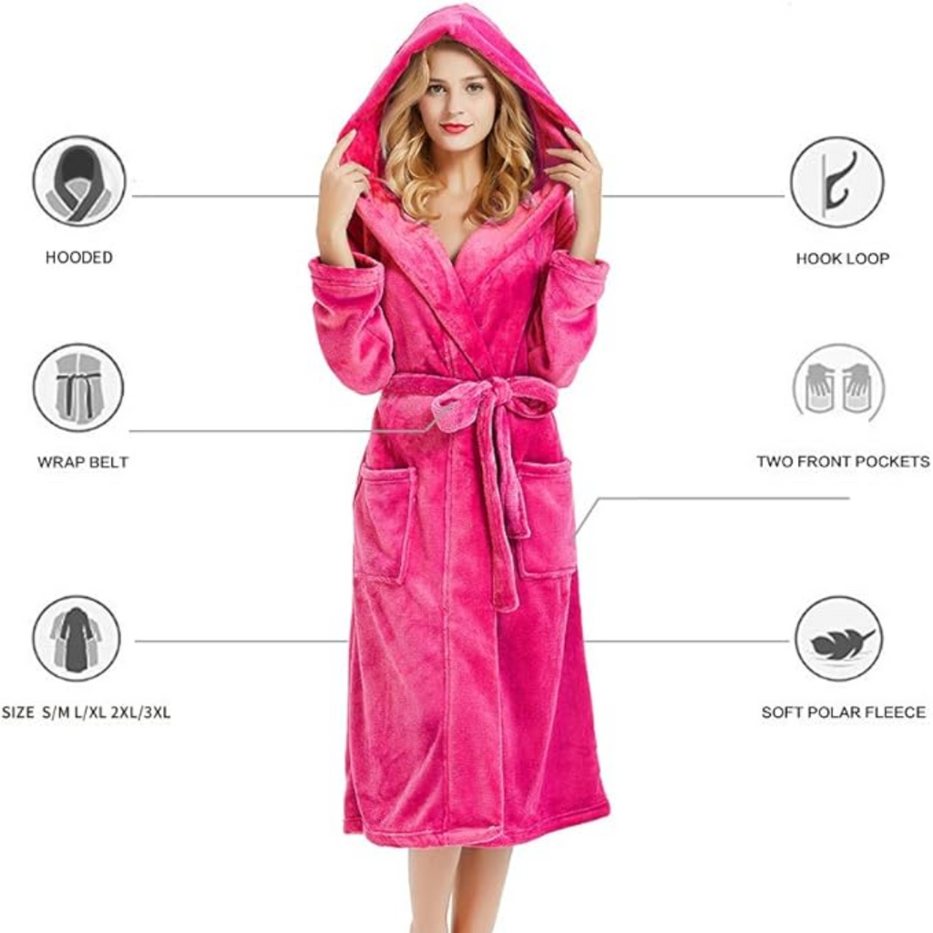 Evelyn | Hooded Fleece Robe With Pockets
