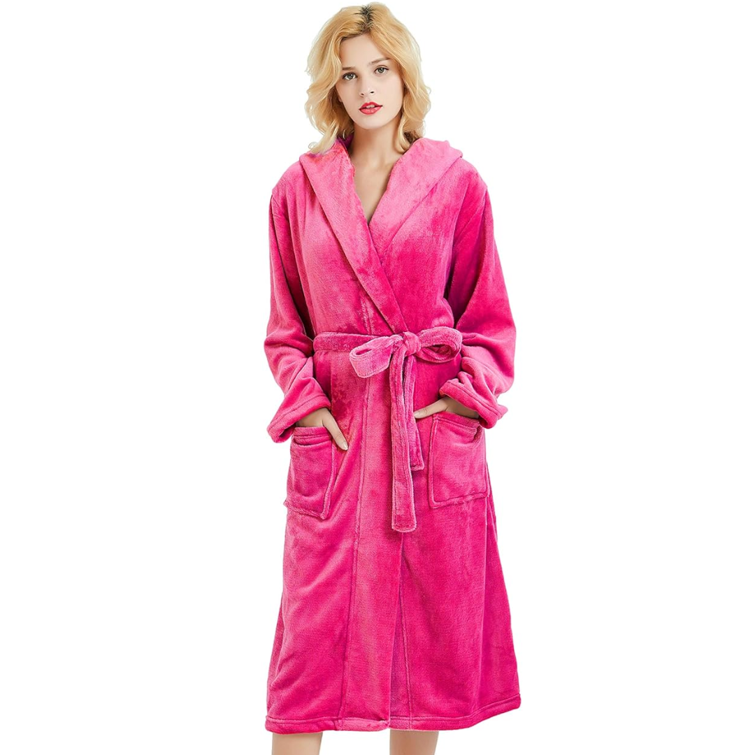 Evelyn | Hooded Fleece Robe With Pockets