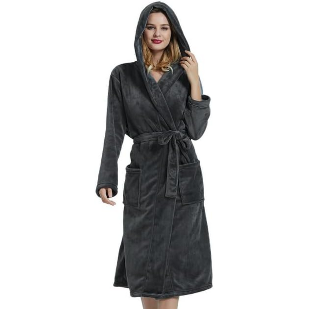 Evelyn | Hooded Fleece Robe With Pockets