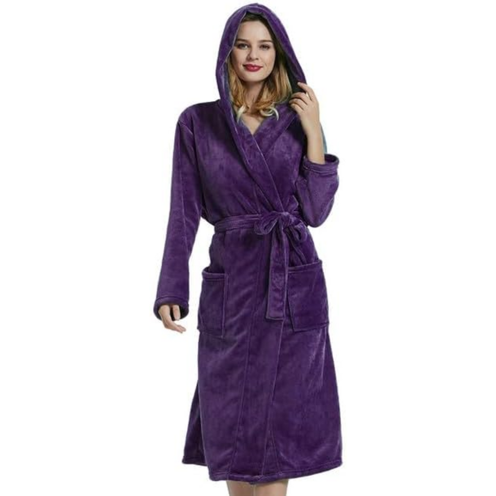 Evelyn | Hooded Fleece Robe With Pockets