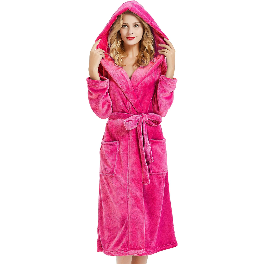 Evelyn | Hooded Fleece Robe With Pockets