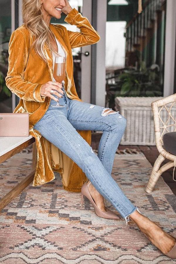 Gretchen | Long Velvet Kimono Jacket