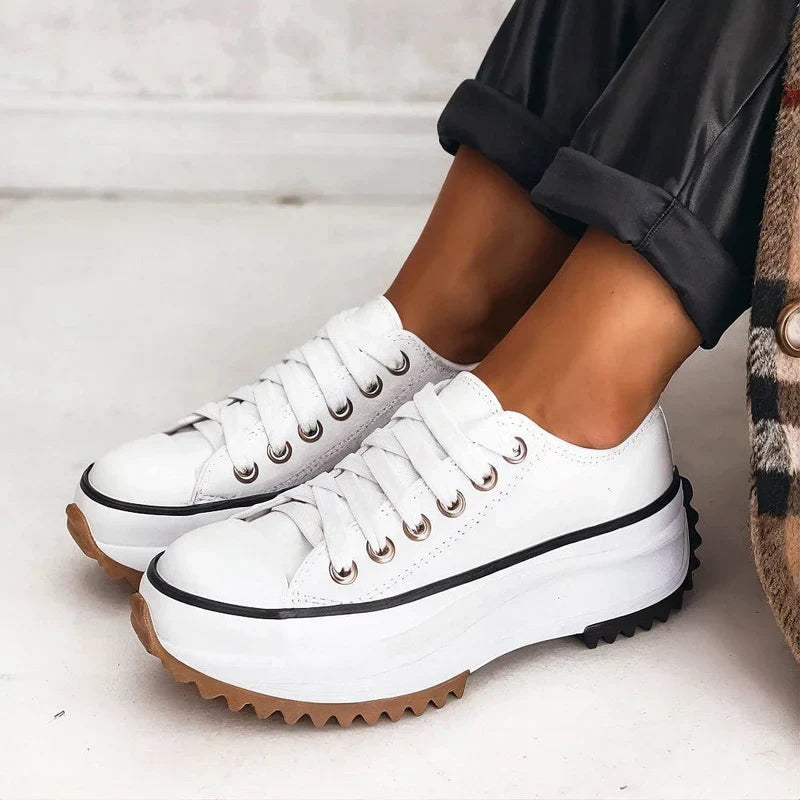 Viola | Canvas Platform Sneakers With Lace-Up Front