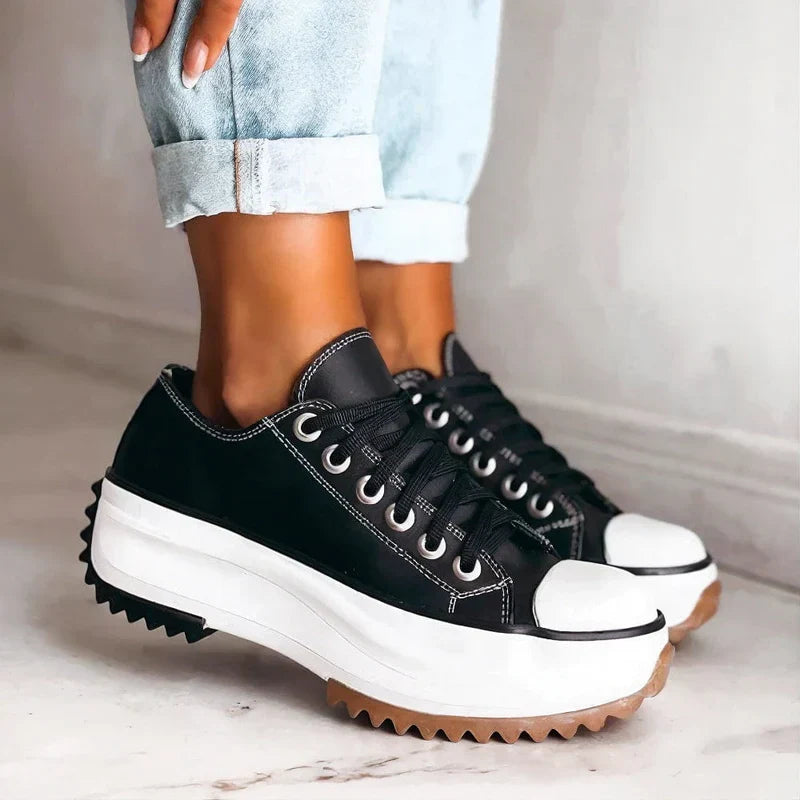 Viola | Canvas Platform Sneakers With Lace-Up Front