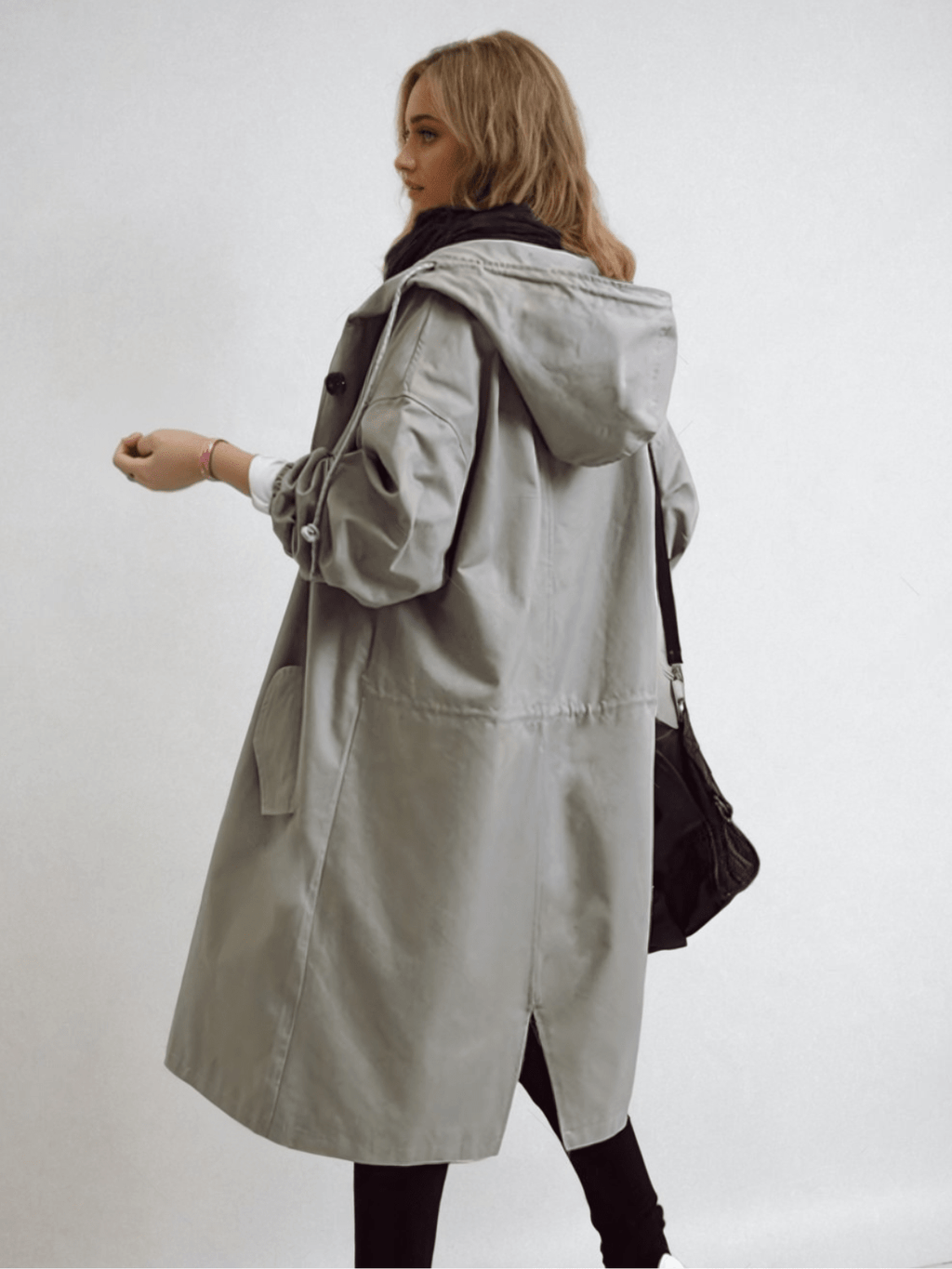 Eva | Oversized Hooded Button-Front Trench Coat