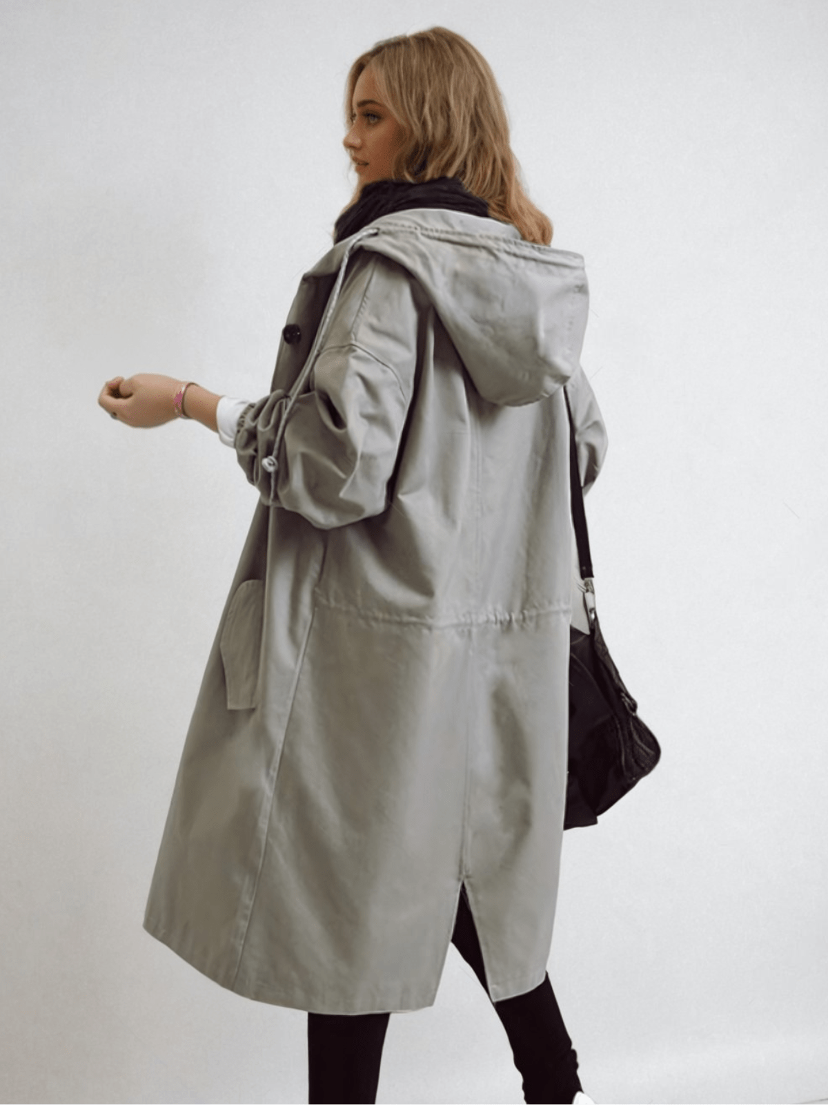 Eva | Oversized Hooded Button-Front Trench Coat