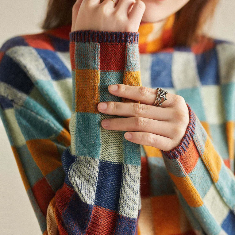 Keira | Patchwork Knit Turtleneck Sweater