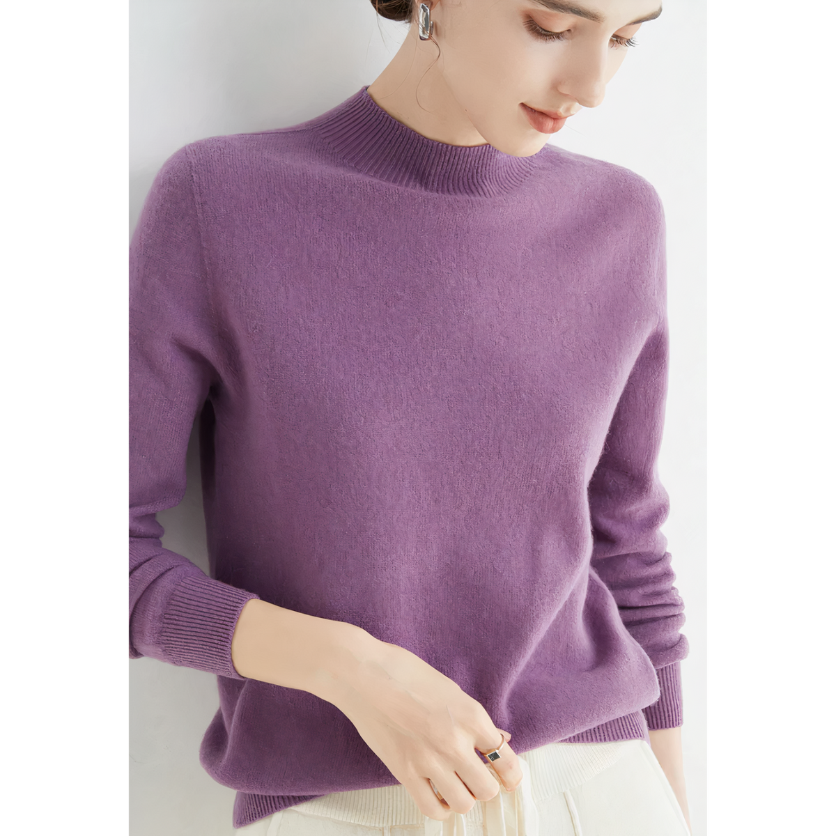 Candace | Cashmere Sweater With Mock Neck