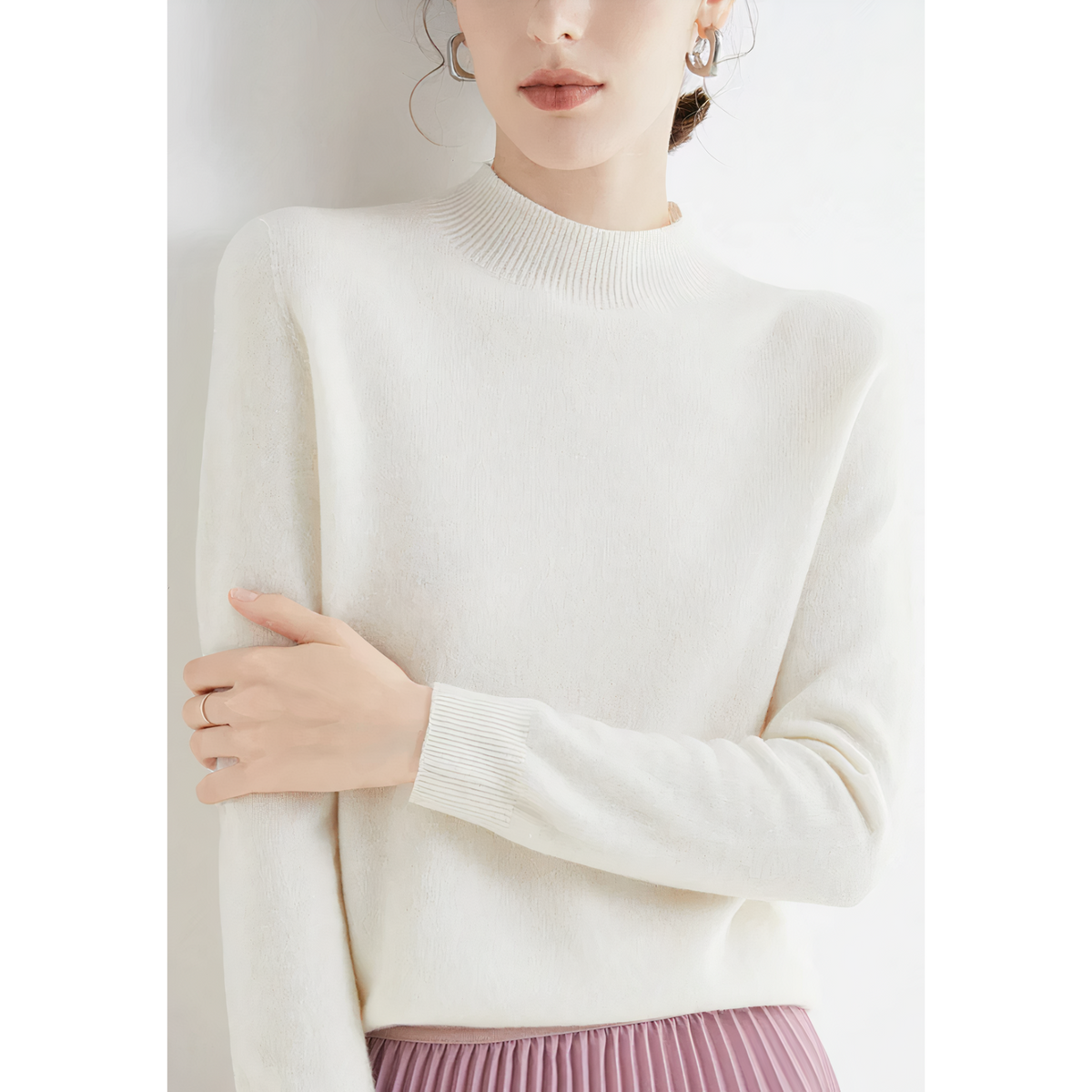 Candace | Cashmere Sweater With Mock Neck