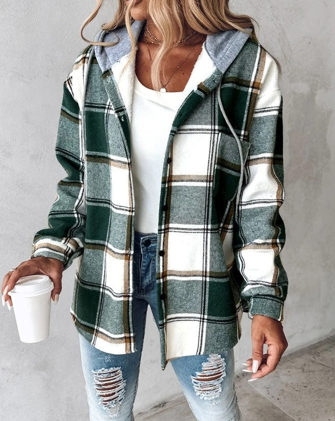 Lana | Plaid Flannel Shacket With Hood