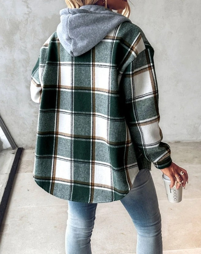 Lana | Plaid Flannel Shacket With Hood
