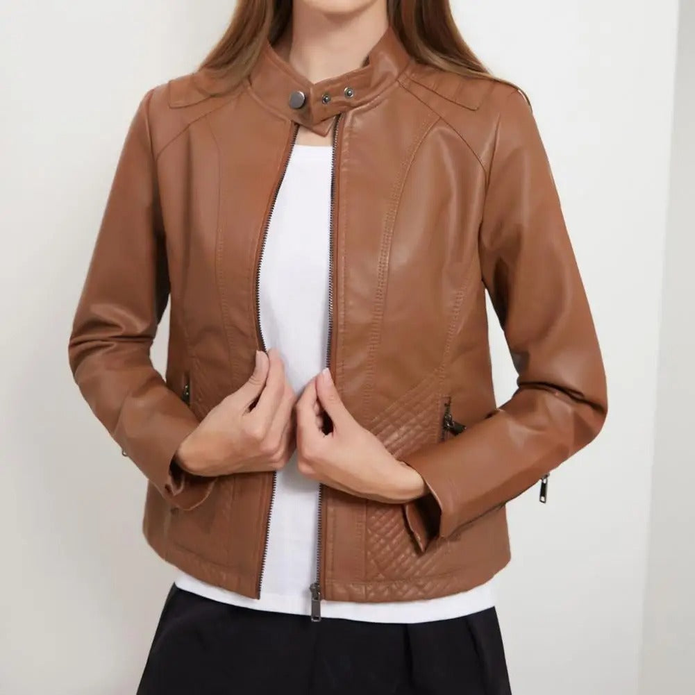 Susannah | Stand-Collar Zip Jacket With Quilted Panels