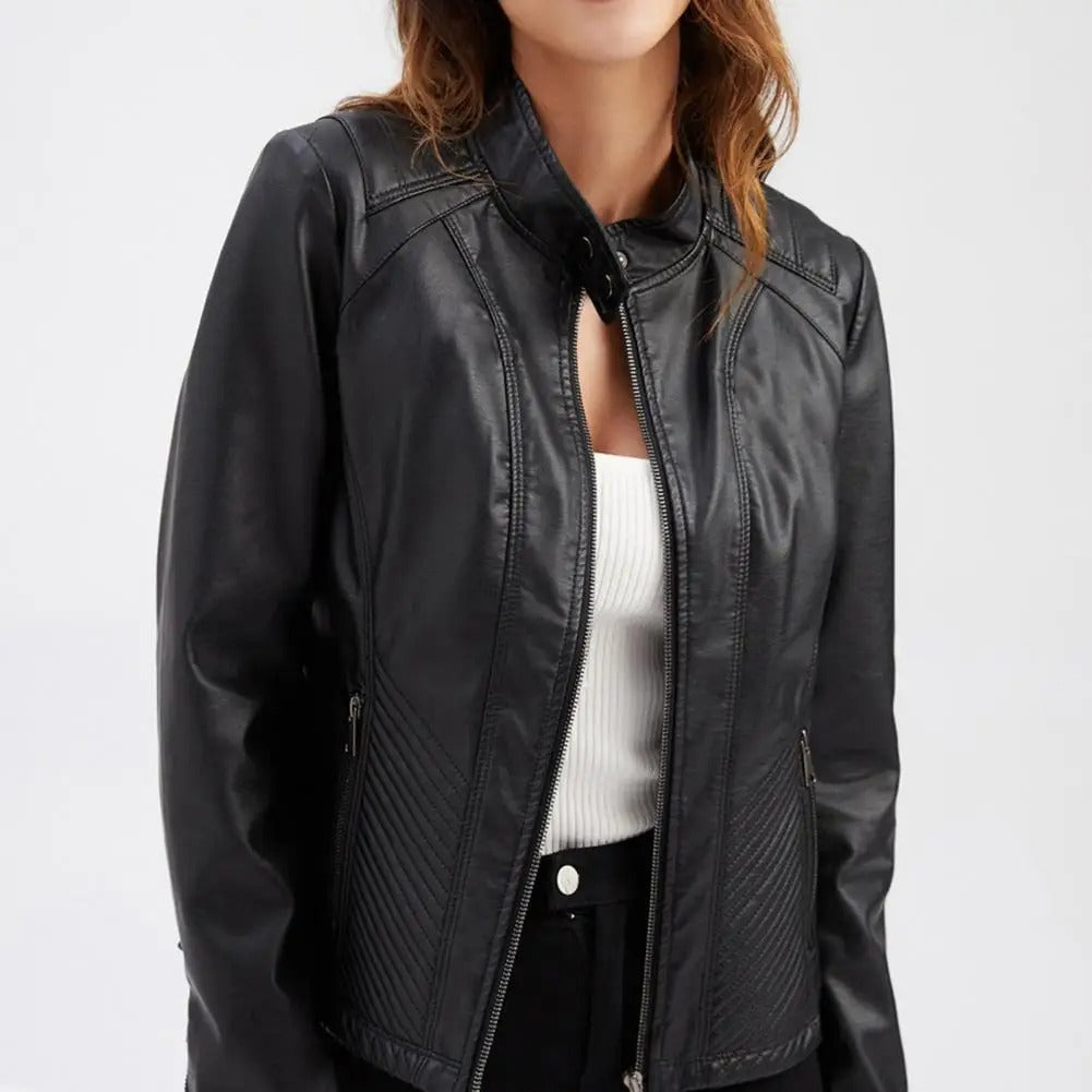 Susannah | Stand-Collar Zip Jacket With Quilted Panels