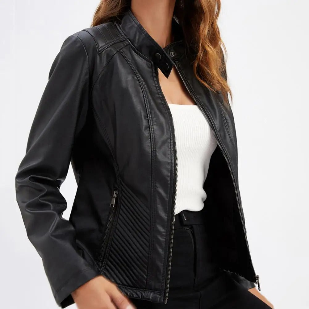 Susannah | Stand-Collar Zip Jacket With Quilted Panels