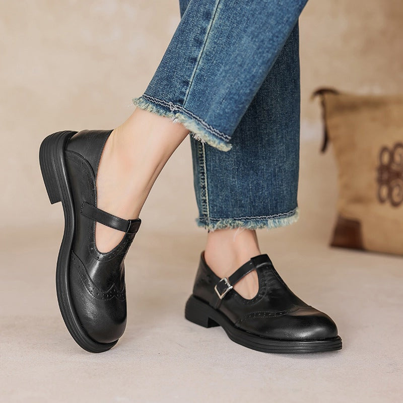 Vanessa | Brogue Mary Jane Loafers With Buckle Strap