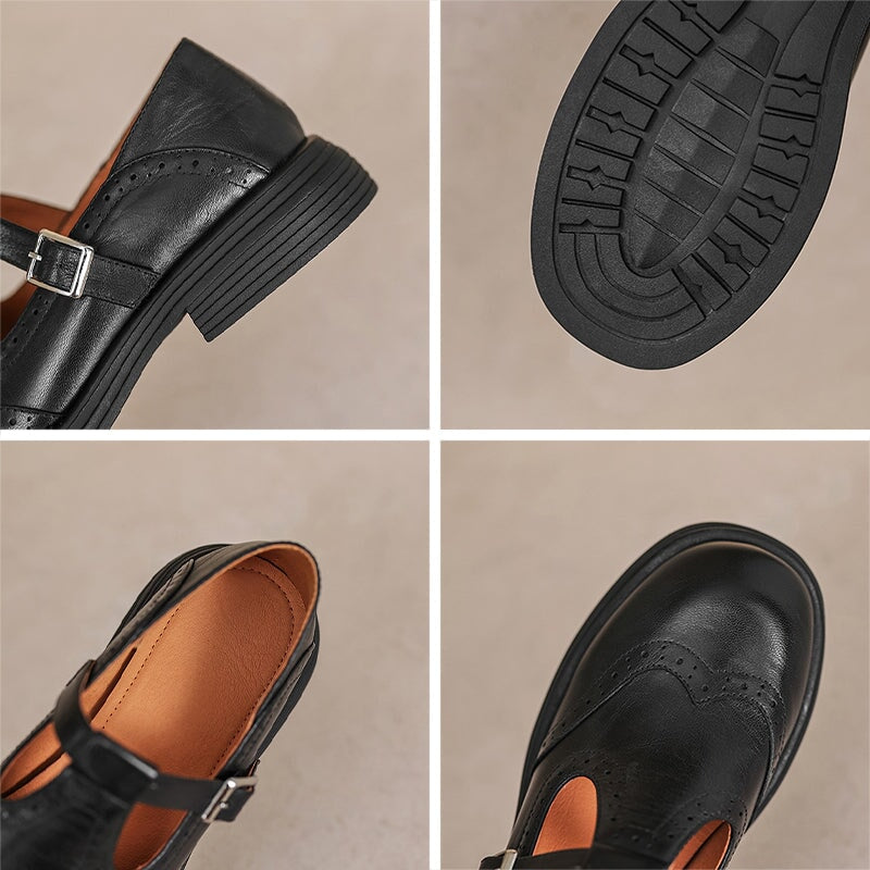 Vanessa | Brogue Mary Jane Loafers With Buckle Strap