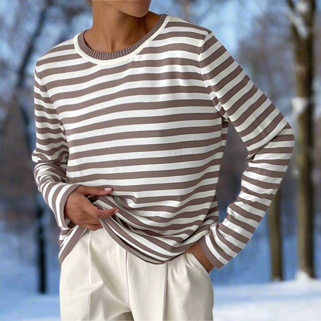 Joanna | Striped Long Sleeve Crew Neck T-Shirt