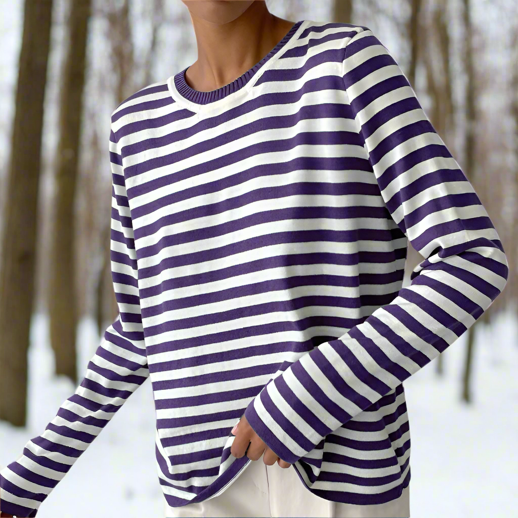 Joanna | Striped Long Sleeve Crew Neck T-Shirt
