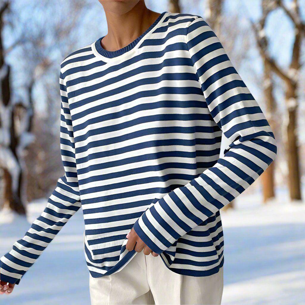 Joanna | Striped Long Sleeve Crew Neck T-Shirt